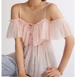 NWT Mare Mare x Anthropologie Tulle Off-The-Shoulder Top in Pink